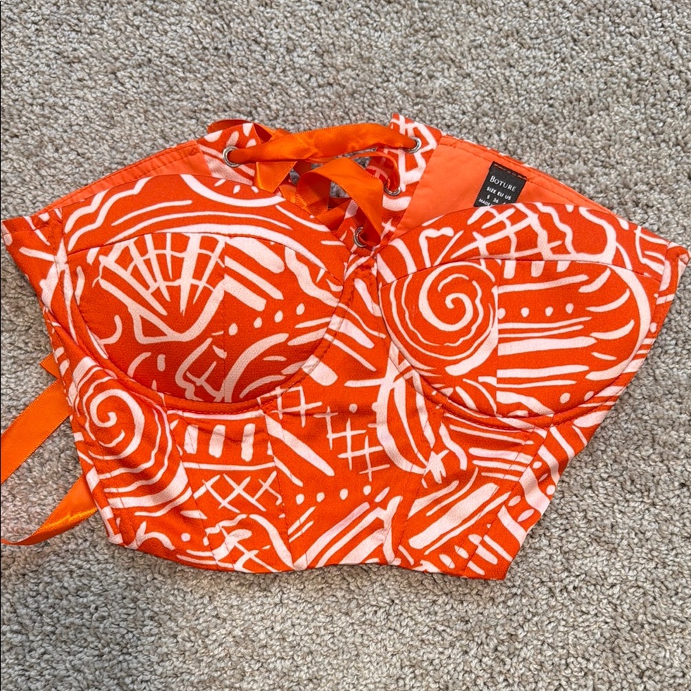 **never worn** Torrid Orange and White trending adjustable Crop Top